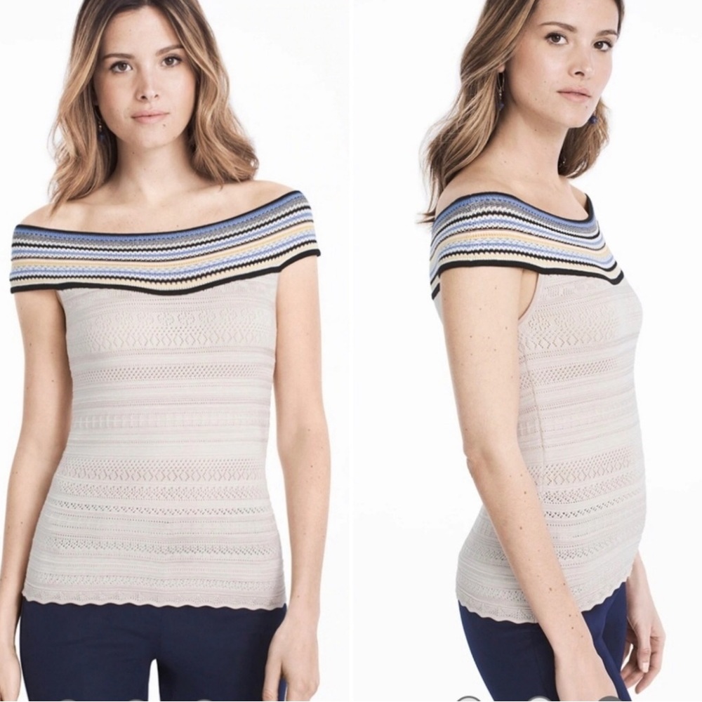 WHBM At-the-Shoulder Fitted Sweater Top - Size Medium